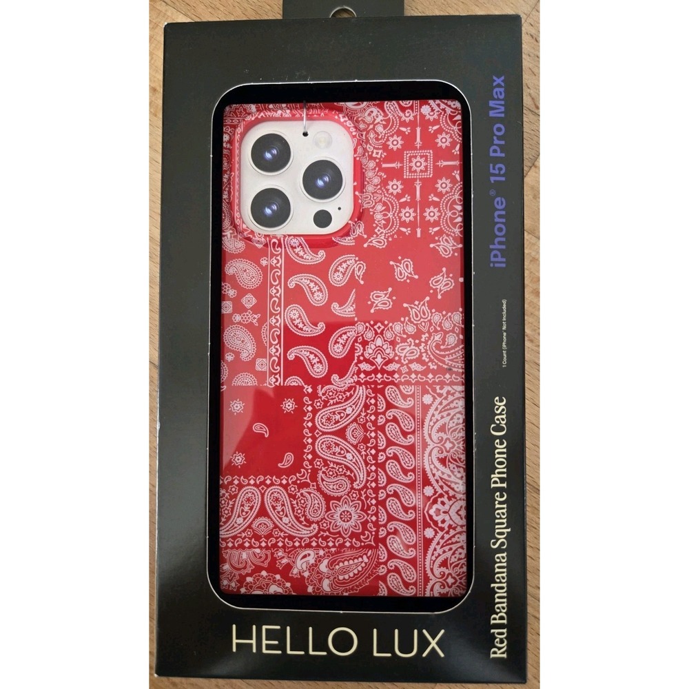 Hello Lux Red Bandana Square iPhone 15 Pro Max Phone Case New NWT Bargain